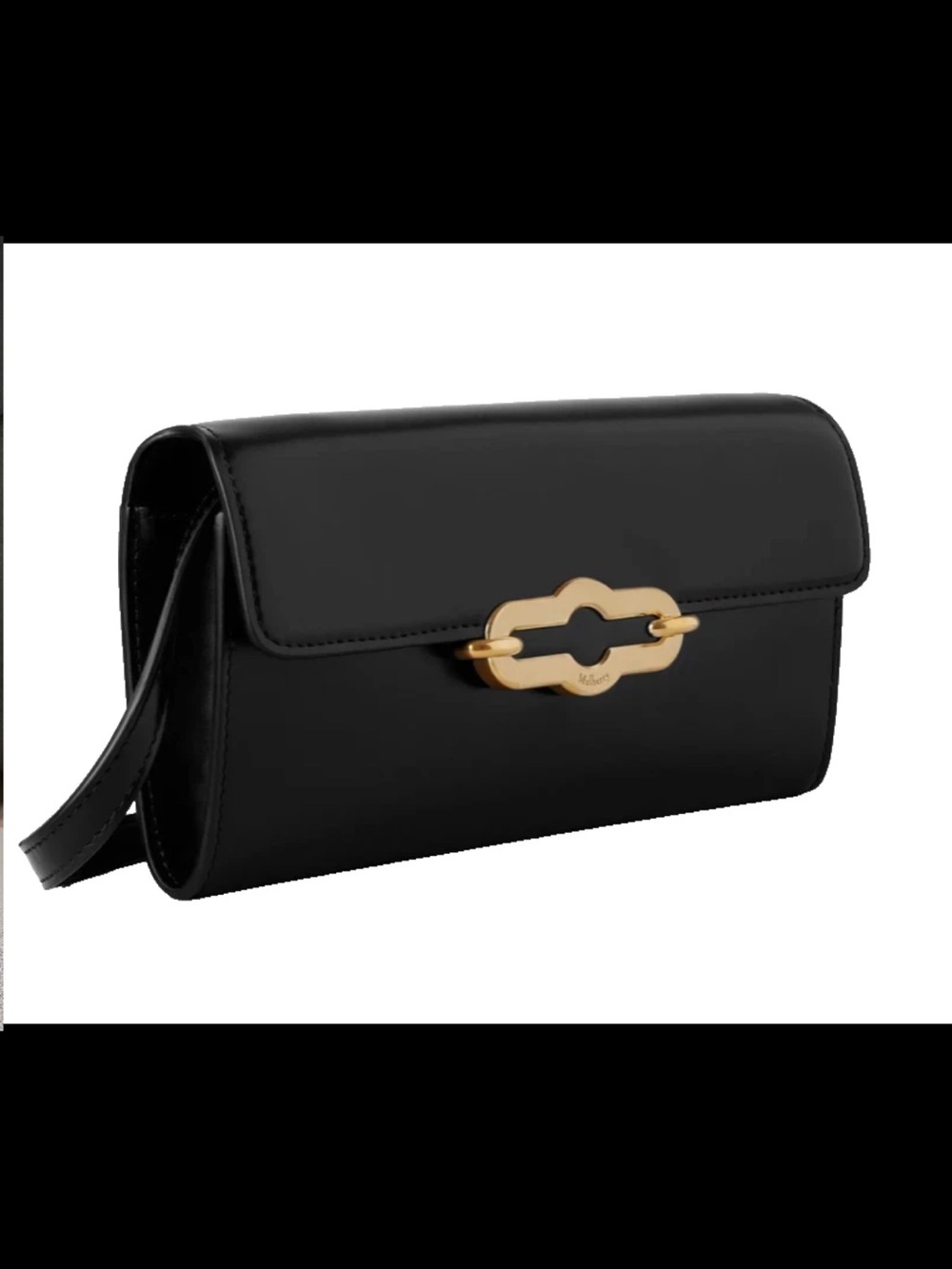 Mulberry Black Leather Shoulder Bag with Gold Accent